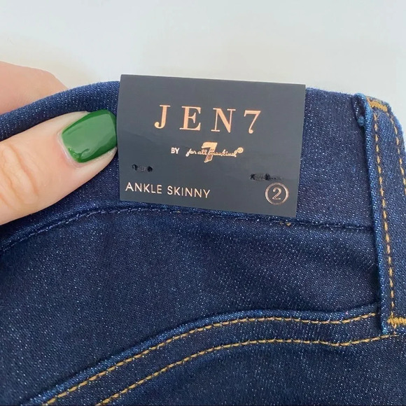 NWT Jen 7 by 7 For All Mankind Blue Denim Mid Waist Straight Leg Ankle Jeans - Picture 9 of 11